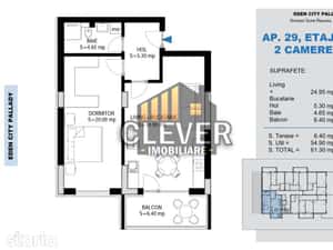 2 Camere Pallady, Dormitor 20mp cu Dressing | Metrou Teclu — miniatura 4