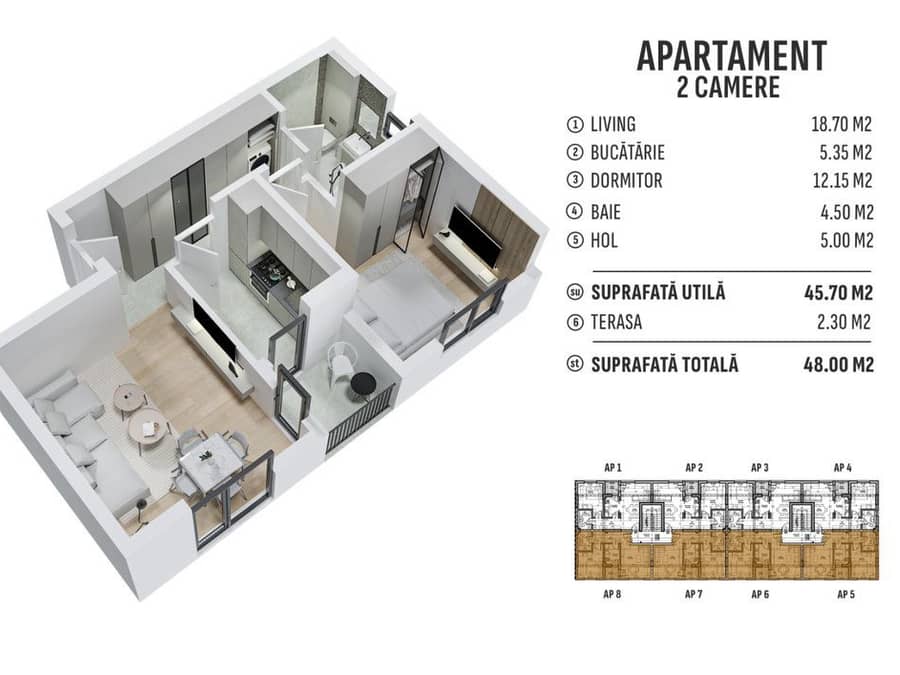 Alunului - Prelungirea Ghnecea - Ap 2 cam. cu incalzire in pardoseala — fotografie 1 din 6