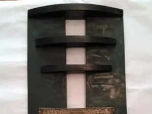 Candelă din lemn cu basorelief bronz - Artă unică - 53 cm